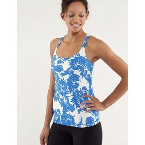 Lululemon Athletica Free To Be Floral Tank Top Crossed Back Size 2 Built In Bra